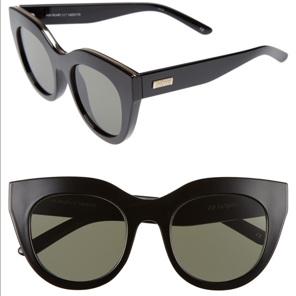 Le Specs Air Heart 51mm Sunglasses, Black/Gold